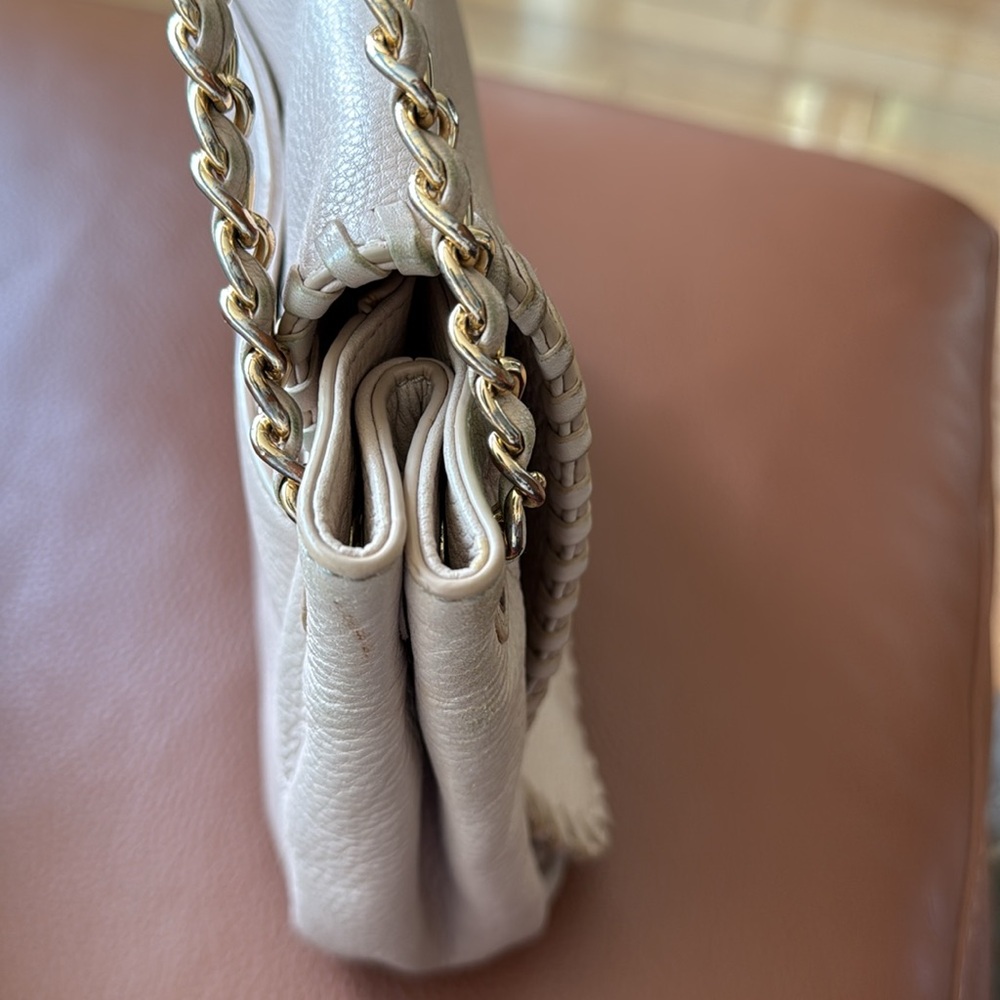 Tory Burch Tan Leather Shoulder Bag， naked pink - Picture 3 of 7